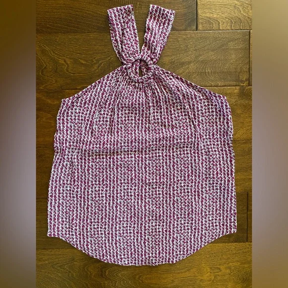 Maeve By Anthropologie Halter Neck Tank, Size 2, Pink/Burgundy/Cream - Picture 3 of 9